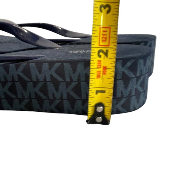 MICHAEL KORS MK Signature Bedford Blue Wedges Thongs Flip-Flops Sandals Size 11 - Picture 8 of 12